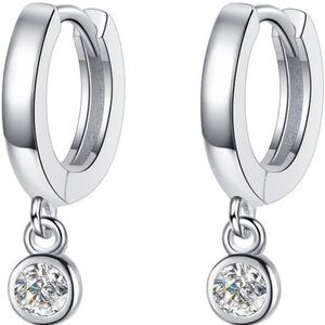 Oravista Solid 14K White Gold Bubble Drop Hoops with Moissanite Earrings (NIB)
